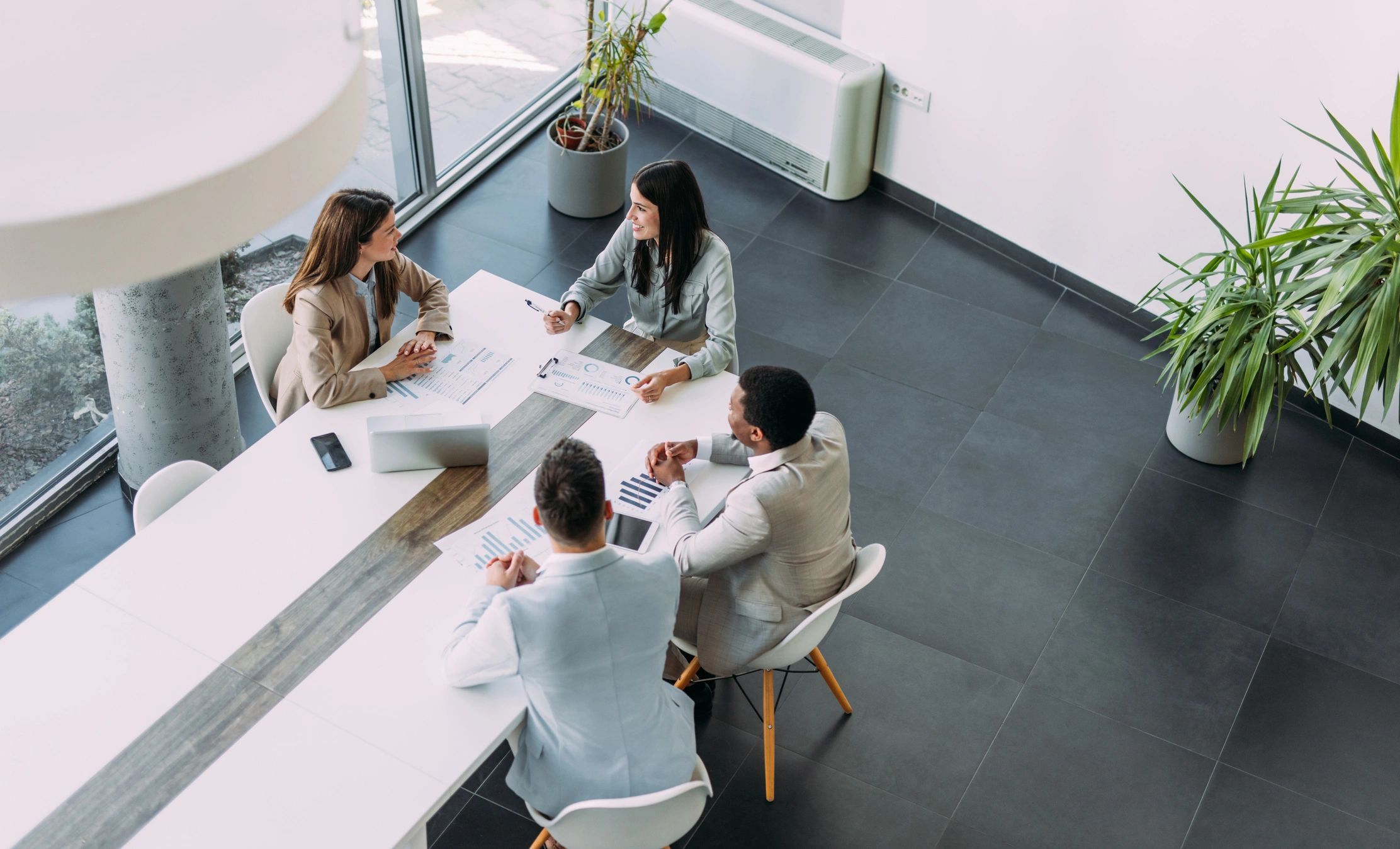 Financial planning team meeting in office
